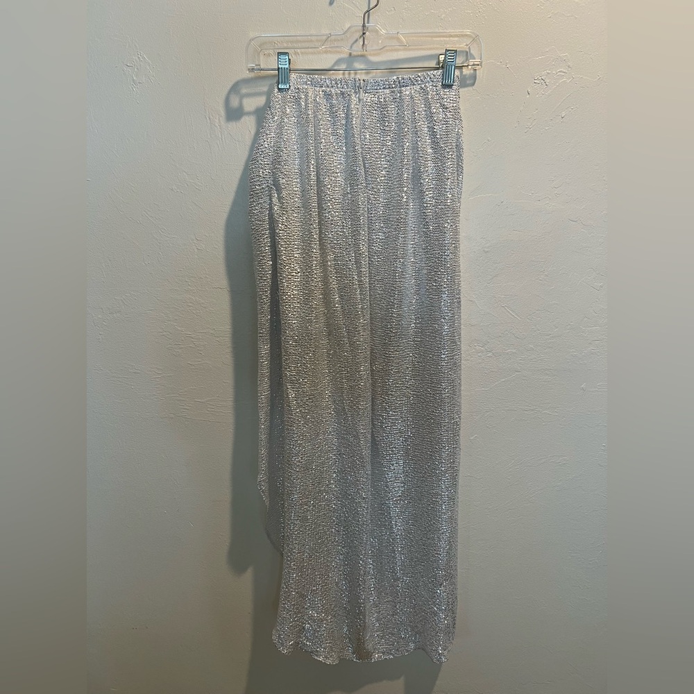 Show Me Your Mumu Silver Confetti Wrap Maxi Skirt XS Festival Glam - Picture 5 of 6